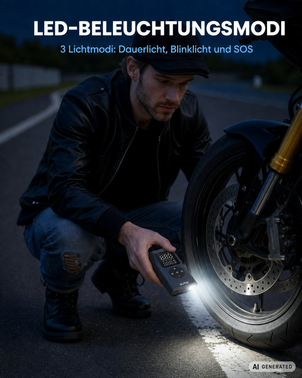 Air Pro X 100 – Elektrische Luftpumpe mit Powerbank | Akku-Pumpe für Fahrrad, Auto & Motorrad