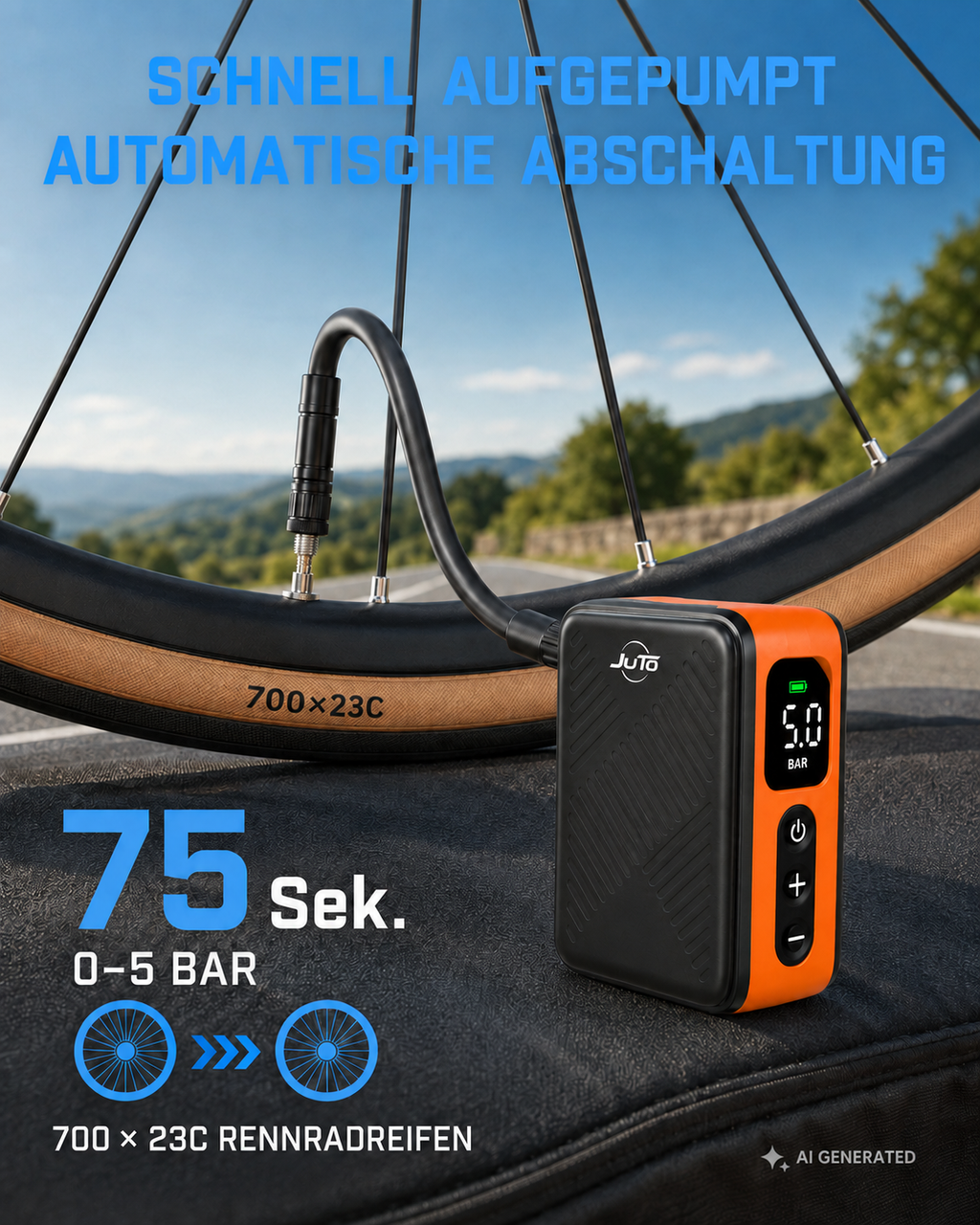 Air Pro X Bike – Elektrische Akku-Luftpumpe für Fahrrad & Motorrad