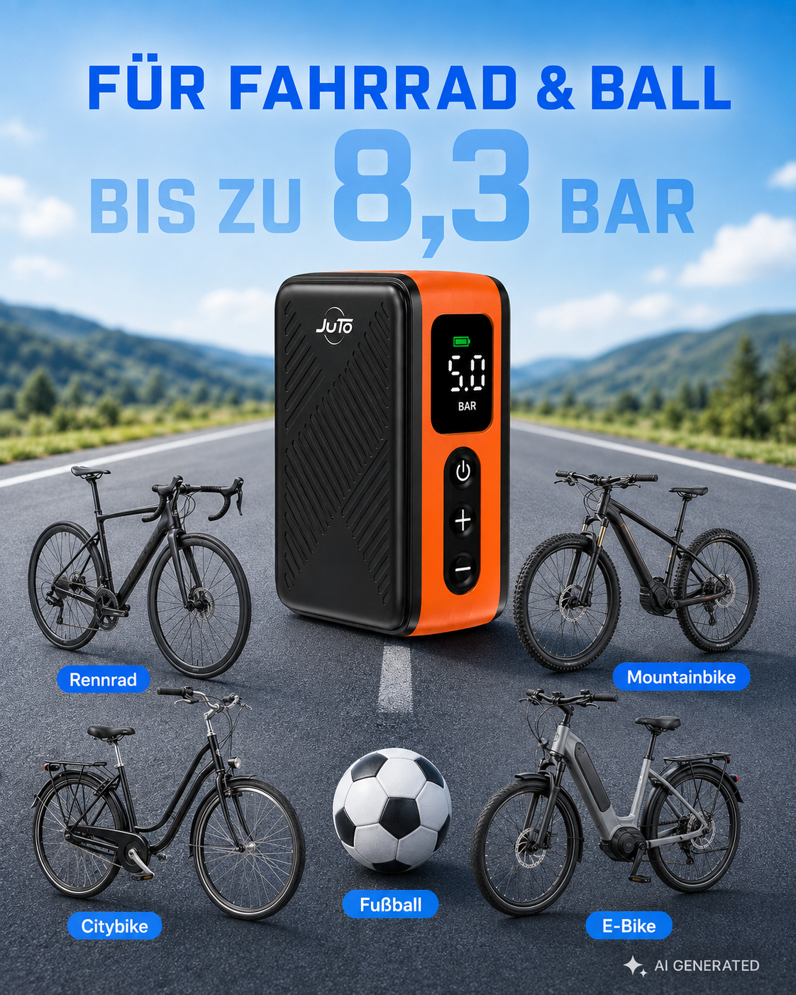 Air Pro X Bike – Elektrische Akku-Luftpumpe für Fahrrad & Motorrad