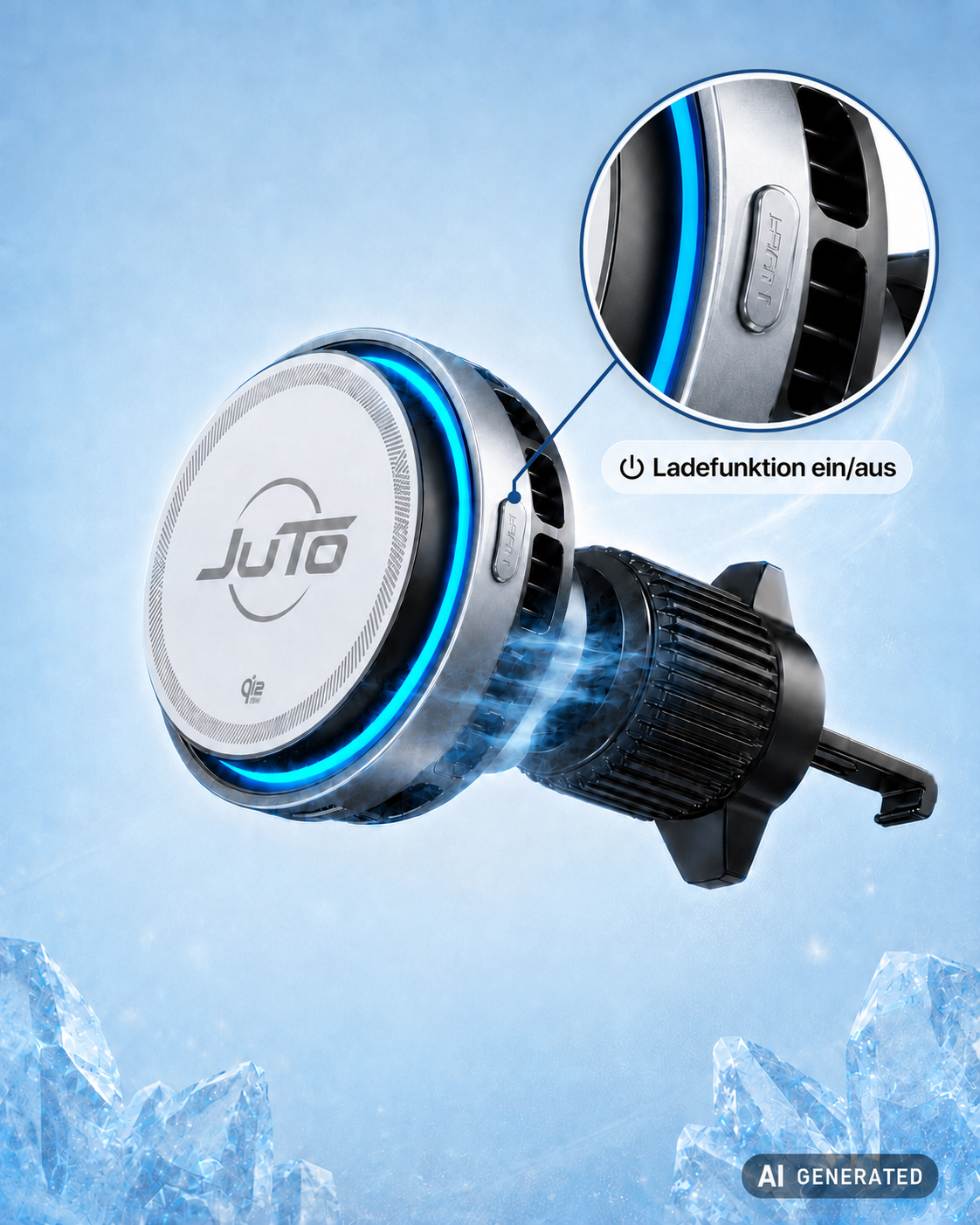 VentMag 25W Qi2.2 – Magnetischer KFZ-Handyhalter mit aktiver Kühlung & Ladefunktion